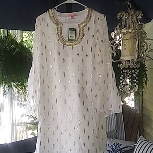 Lilly Pulitzer White Tunic Dress with Gold Foil Detail